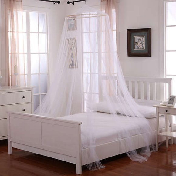 Girl's White Tulle Handmade Bedroom Canopy Natural Wood - Picture 1 of 6